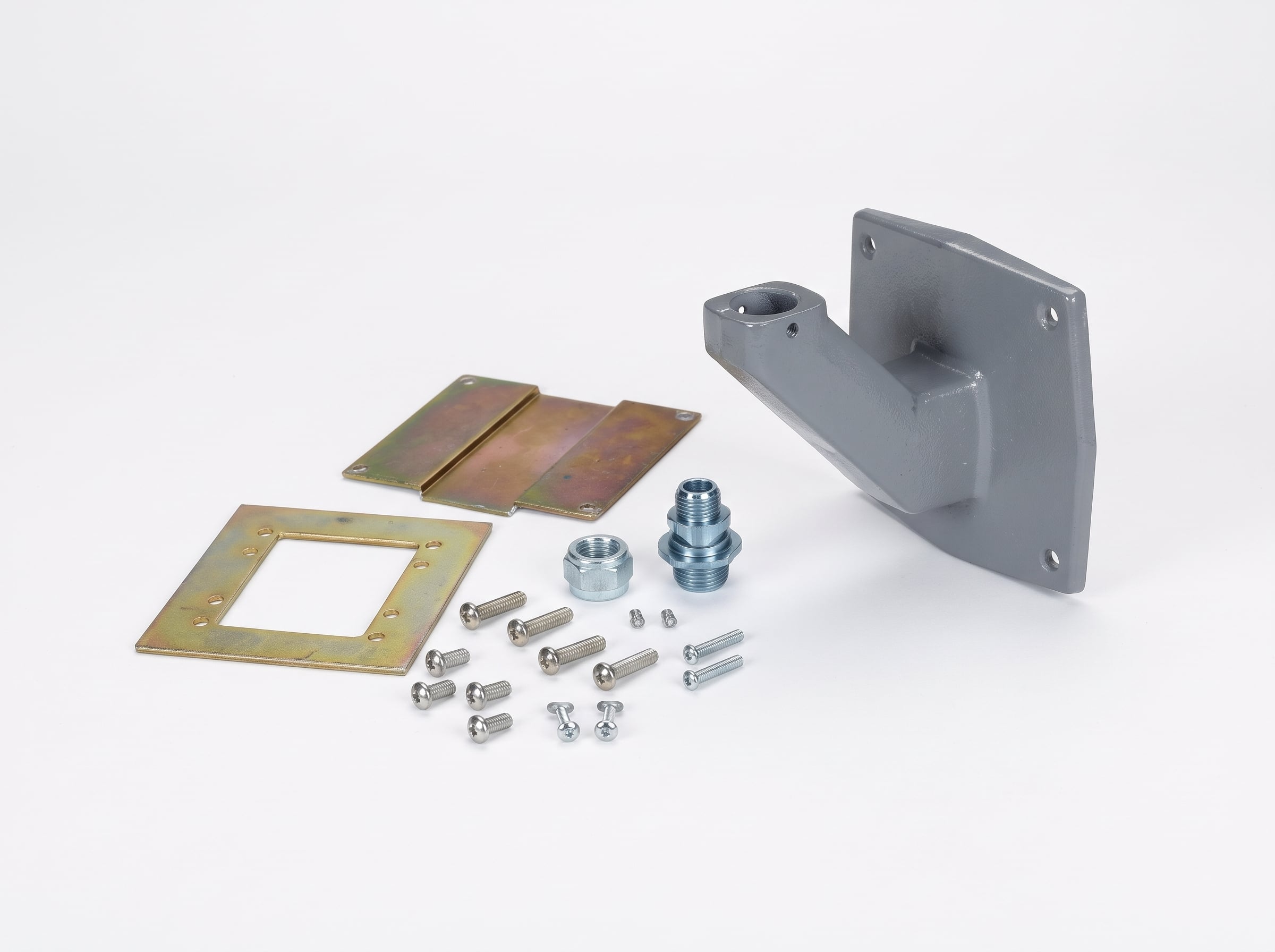 Federal Signal Model 371 mounting bracket kit with hardware plates, screws, and fittings displayed on a white background.