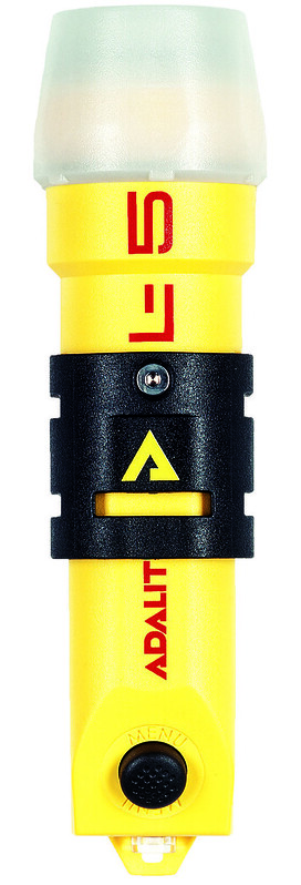 Adalit L-5 Power intrinsically safe high-brightness LED safety flashlight with bracket and 4 AAA alkaline batteries for Zone 0 hazardous areas