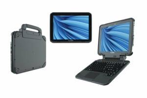 Zebra ET85 rugged 2-in-1 Windows tablet with 12-inch sunlight-readable display, detachable keyboard, and Class 1 Division 2 certified design for hazardous-area field operations.