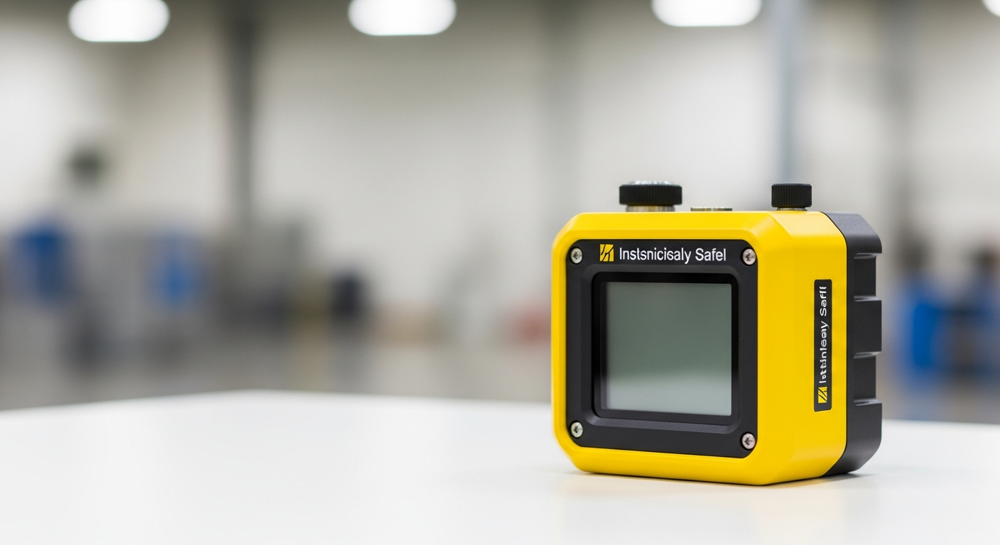 An intrinsically safe camera for Zone 2 sits ready for use in a hazardous industrial environment.