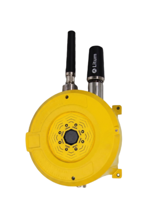 Litum ATEX Zone 1 Endurance Gateway PoE yellow explosion proof industrial tracking gateway enclosure with dual antennas for hazardous area monitoring available at Intrinsically Safe Store.