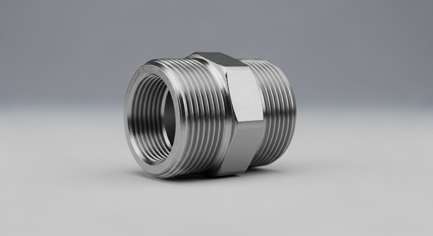 A close-up of a rigid metal conduit fitting demonstrating class 1 div 1 wiring standards.