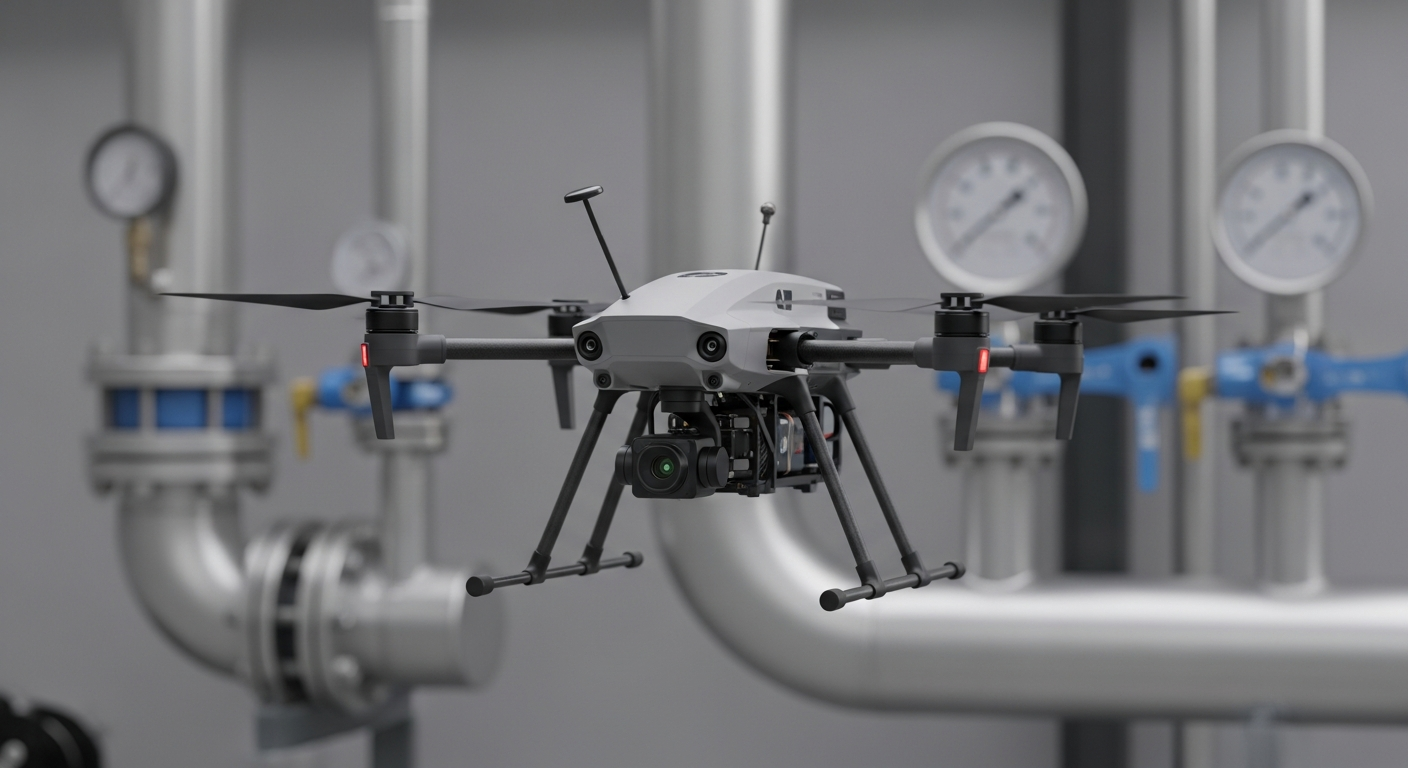An intrinsically safe drone used for industrial inspection services, compliant with hazardous area standards.