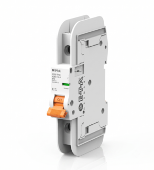 E-T-A 4230-T single-pole thermal-magnetic miniature circuit breaker (UL 489 version) with orange toggle lever and DIN rail mounting housing