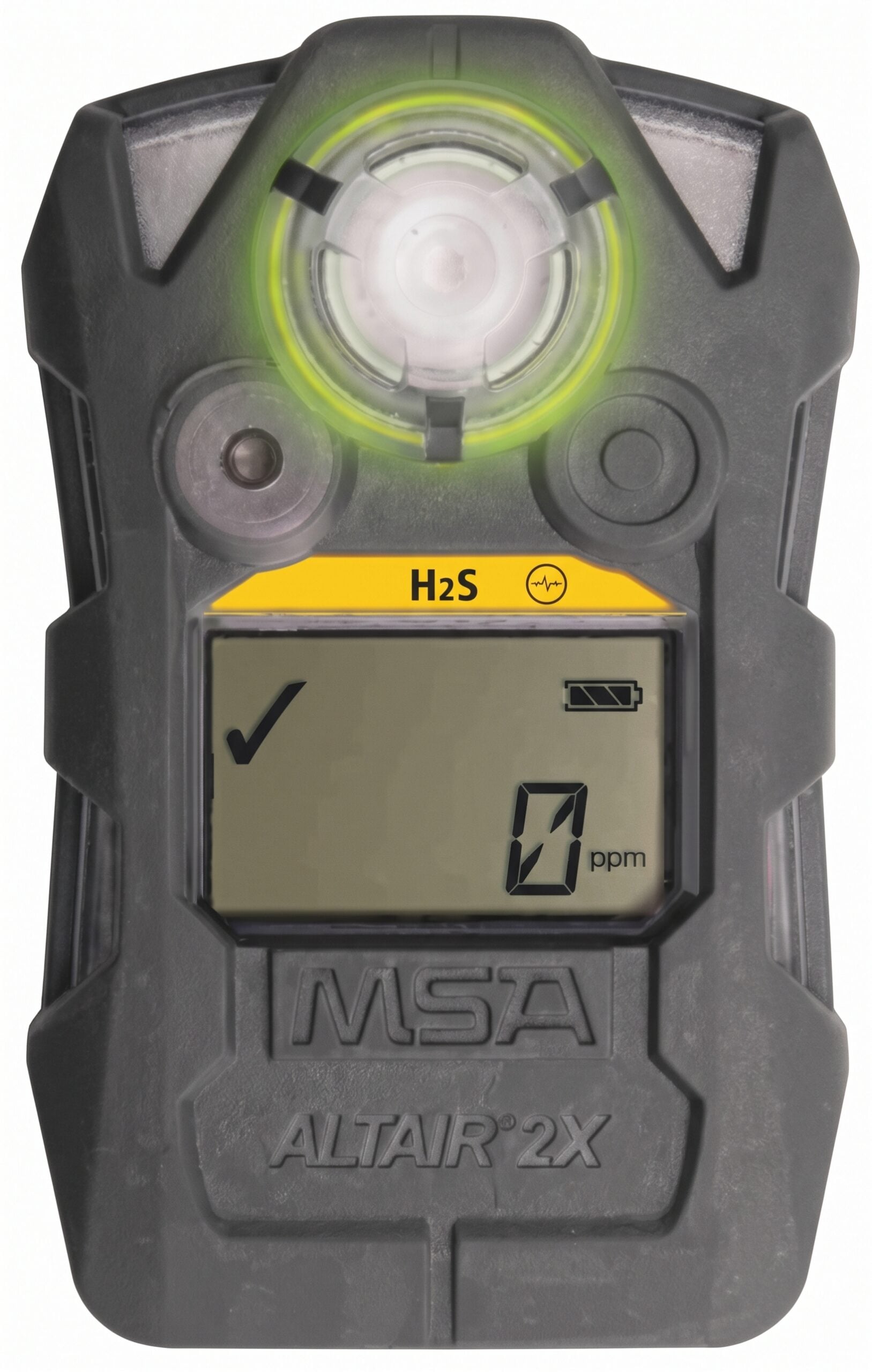 MSA ALTAIR 2XP H2S Gas Detector with monochrome LCD display on a solid white background.