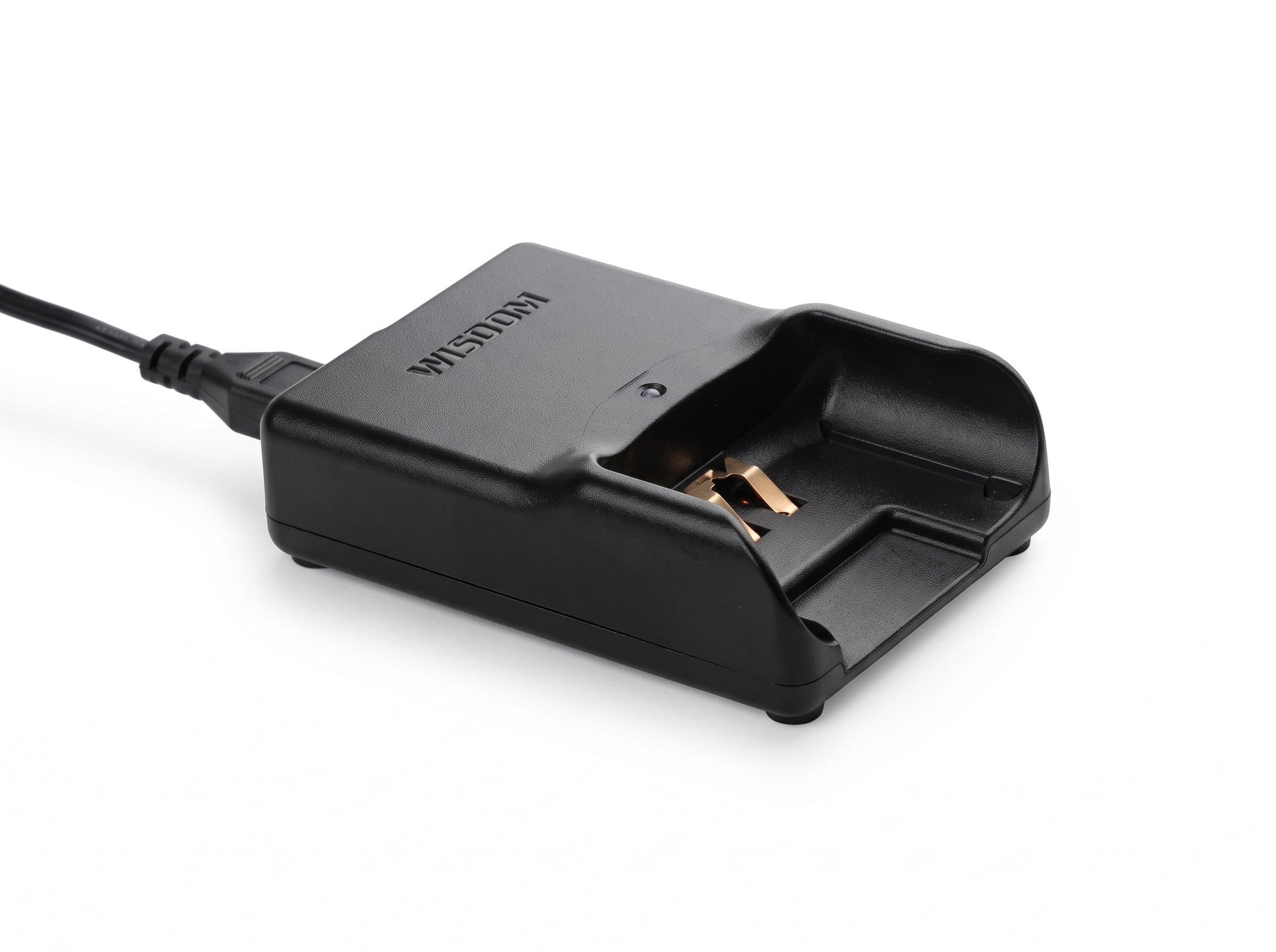 Wisdom NWB-30 portable single fast-fill charging cradle for cordless mining and industrial headlamps, shown on a plain white background.