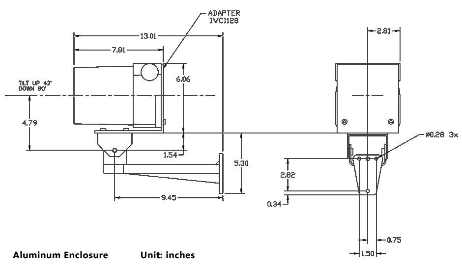 Explosion Proof CCTV Camera IVC AMZ-3041-2 X-Series Dimensions Image