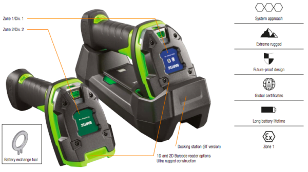Intrinsically Safe Handheld Barcode Scanner Bartec BCS 3600 Parts and Features
