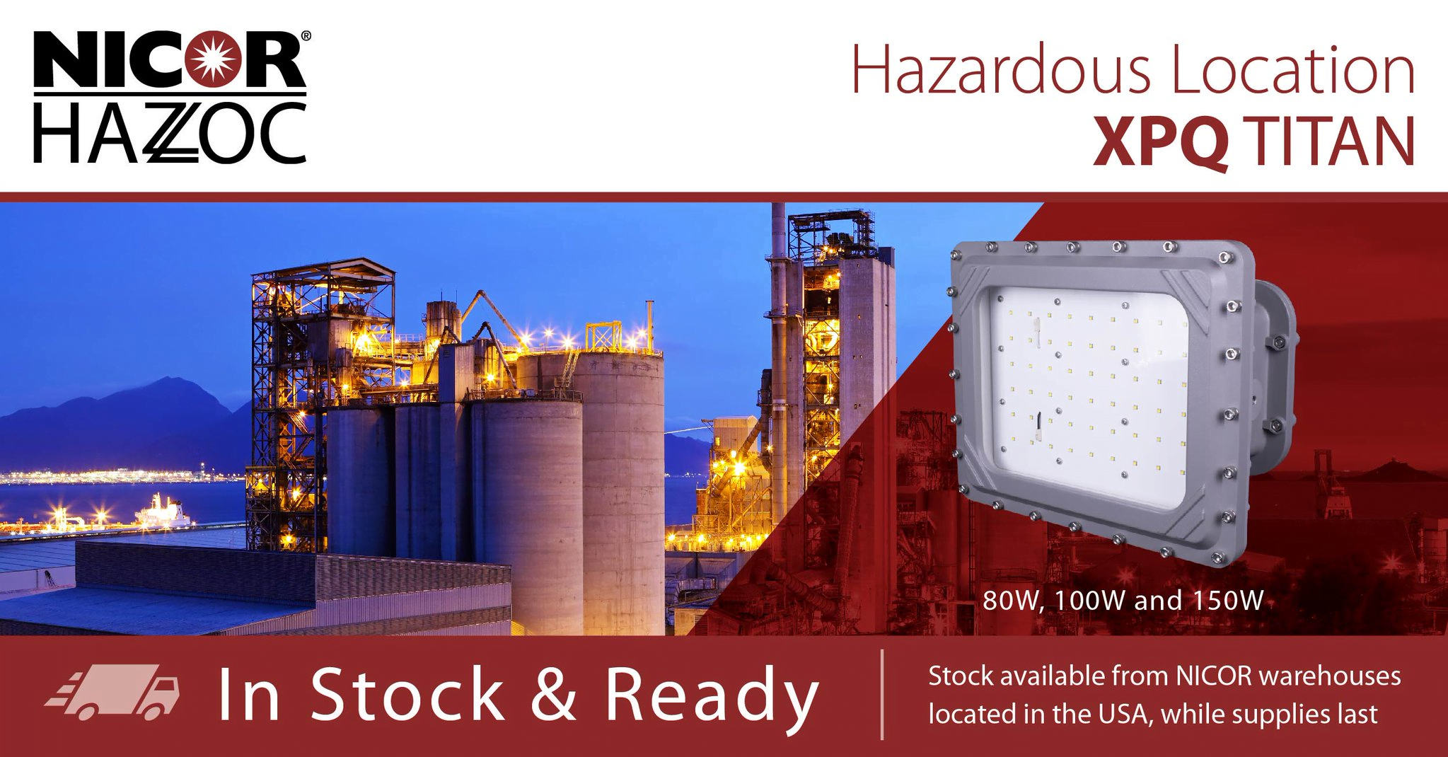Intrinsically Safe LED Flood Light 80 Watt LED NICOR - XPQ1B080U50GRP Titan banner