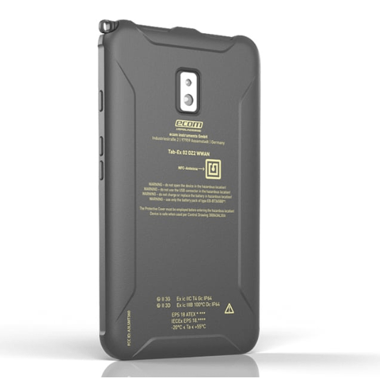 Intrinsically Safe Tablet Ecom Tab-Ex 02 ATEX Zone 2 Div 2 Back Side